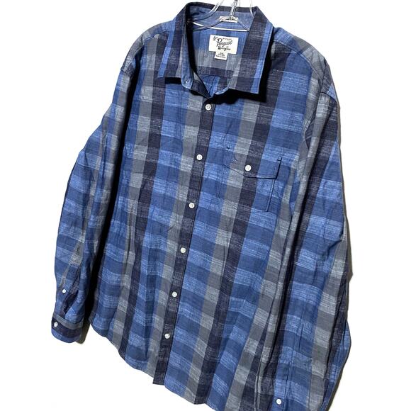 Penguin Heritage Slim Fit Plaid Button Shirt Mens XXL Blue Gray Preppy Classic - Picture 2 of 11